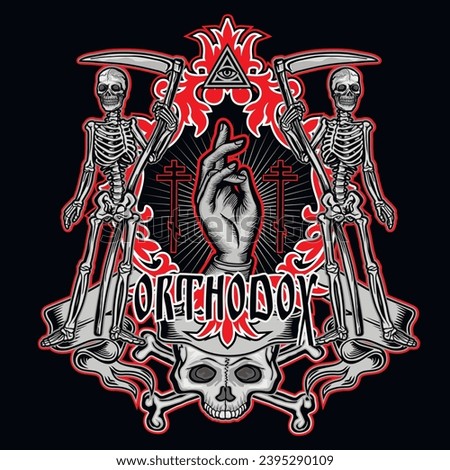 Gothic sign with skeleton, grunge vintage design t shirts