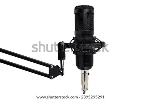 Professional studio podcast microphone on white background
