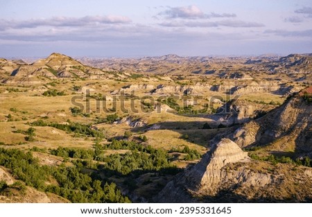 Overlook of the Badlands at Theodore Roosevelt National Park in North Dakota Royalty-Free Stock Photo #2395331645