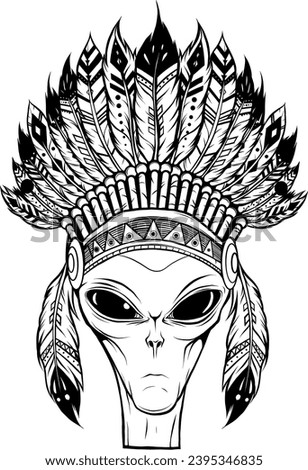 Vector outline alien head vector illustration