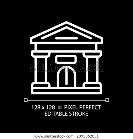 2D pixel perfect editable white parliament building icon, isolated vector, thin line illustration.