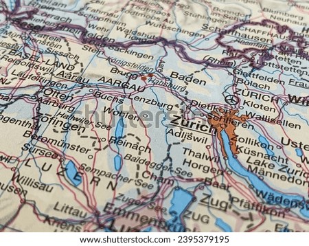 Map of Zürich in Switzerland, world tourism, international travel destination