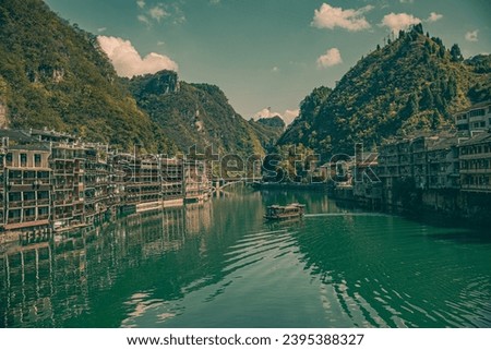 high angle view of zhenyuan ancient town