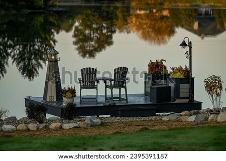 deck with outdoor furniture on the lakeshore 