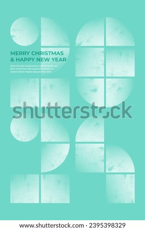 Merry Christmas and Happy New Year 2024 card - bold bauhaus style design. Vector illustration.