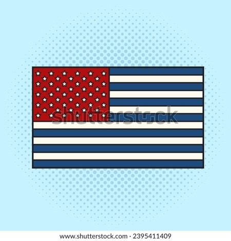 Flag of the USA inverted colors of the British flag pop art retro raster illustration. Comic book style imitation.