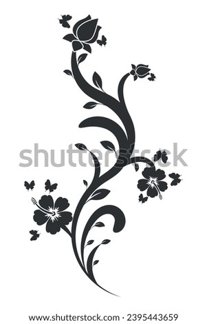 Ornamental decorative floral motif design. vector floral design elements vintage dividers in black color. page decoration. vector illustration.