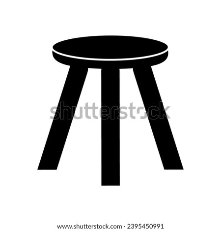three-legged wooden chair vector on white background