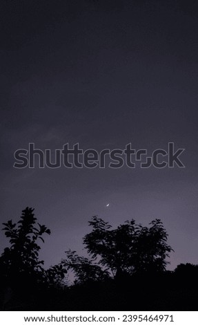 selective focus picture of moon and sunset 