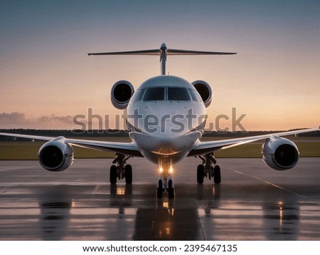 Private Jet is on runway Royalty-Free Stock Photo #2395467135