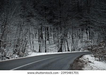 A scenic view of winter mountain scenery in Apuseni Mountains, Romania Royalty-Free Stock Photo #2395481701