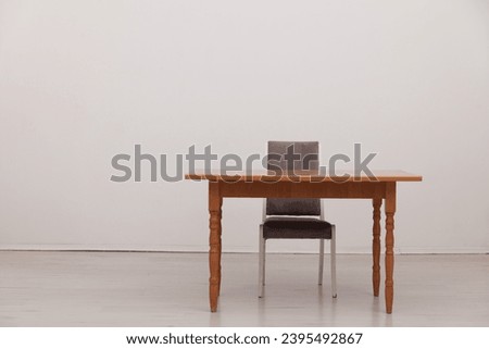 table and chair indoors interior cabinet