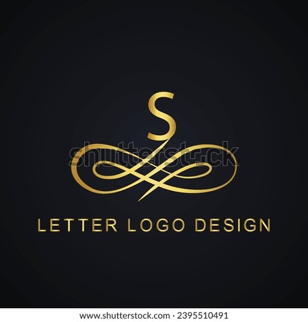 S letter logo design with golden crown vector.