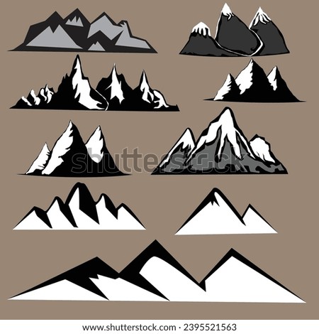 Illustrator vector of mountain silhouette clip-art collection set