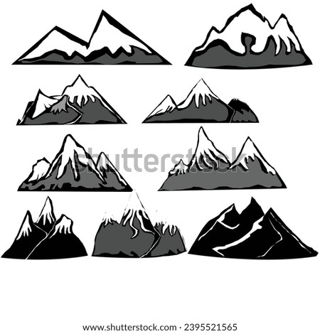 Illustrator vector of mountain silhouette clip-art collection set