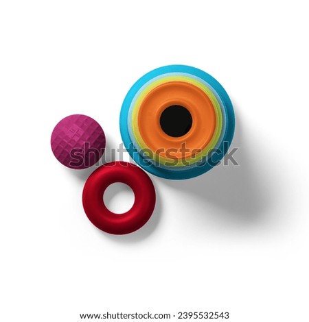Close up view toy kids isolated on white background.