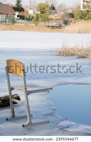 photography, chair, season, river, weather, fresh water, active, mooring, lifestyle, relaxation, melting, atmosphere, lake, outdoors, fishing, cold