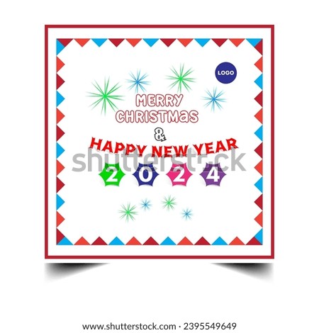 merry christmas and happy new year greeting card printable vector file. merry christmas colorful background, christmas vector file, new year celerabration card, new year party card 2024