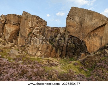 Burbage Valley rocks, Peak District, Derbyshire, UK Royalty-Free Stock Photo #2395550177