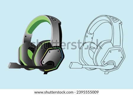 Gaming headset and technology for listening to music earphones icon, headphone design vector illustration.