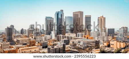 panoramic view at the city center of los angeles Royalty-Free Stock Photo #2395556223