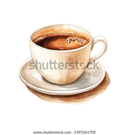 watercolor coffee cup isolated on white