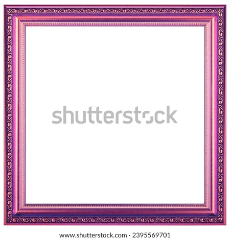 Antique Color fuchsia Pink Classic Old Vintage Wooden Rectangle mockup canvas frame isolated on white. Blank diverse subject molding baguette. Design element. use for paint, mirror