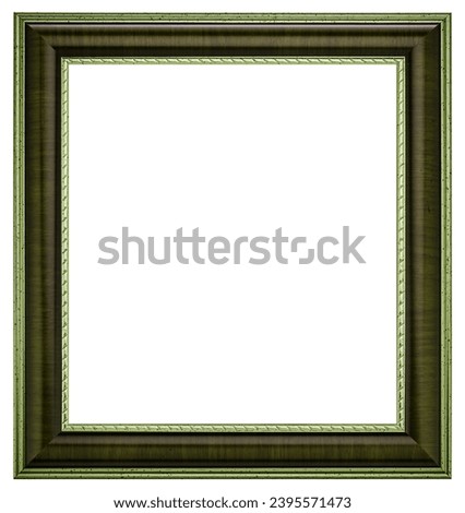Antique Dark Green Classic Old Vintage Wooden mockup canvas frame isolated on white background. Blank and diverse subject molding baguette. Design element. use for paintings, mirrors or photo.