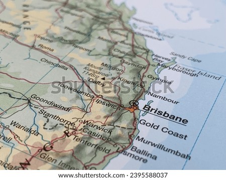 Map of Brisbane, Queensland, Australia, world tourism, travel destination