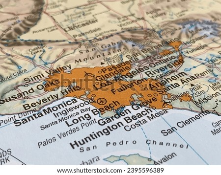 Map of Los Angeles, California, USA, world tourism, travel destination
