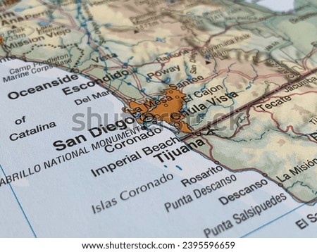 Map of San Diego in California, world tourism, travel destination