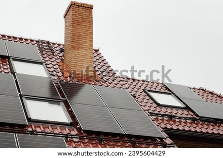 solar panels on the roof of a house.