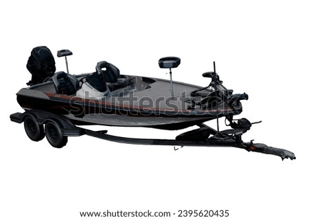 3d rendering boat with trailer with wheels for vehicle transportation
