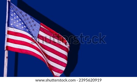 American flag waving on blue background. illustration