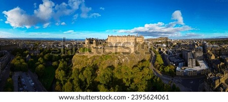 Edinburgh Castle on a sunny day - aerial view - travel photography