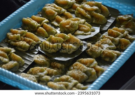 Indonesian traditional snack from Kotagede Yogyakarta named "Kue Kipo", made from glutinous rice flour fill with sweet grated coconut.