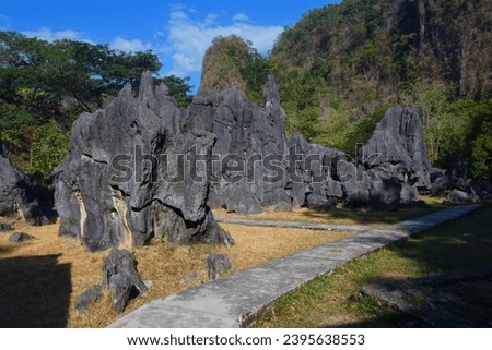 view of the rock garden at the Indonesian Leangleang Tourism Park