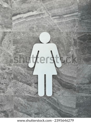 toilet signs. women restroom icon in stone wall background, men and women bathroom white sign.