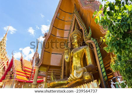 Buddha statue of thai temple, wat thum sua, kanchanaburi province, Thailand.