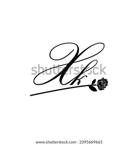 Initial XK handwriting flower typography ornament modern
