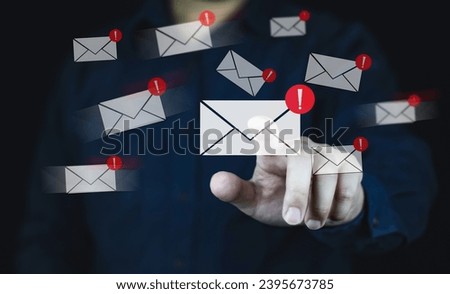 Email warning alert concept, New email notification, Business email and email working, receive and send mail. Royalty-Free Stock Photo #2395673785