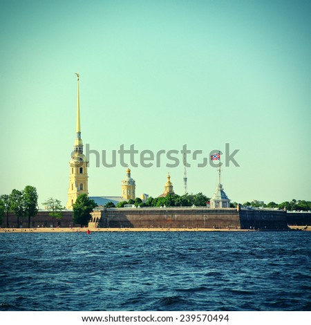 Toned Photo of Landscape of Peter and Paul Fortress in Saint Petersburg