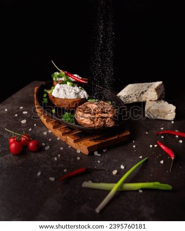 Flavorful Harmony: Grilled Steak with a Blue Cheese Crescendo Royalty-Free Stock Photo #2395760181