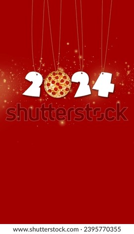 The inscription 2024 new year with pizza Royalty-Free Stock Photo #2395770355