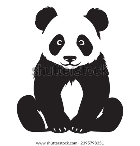 A black Silhouette panda animal vactor