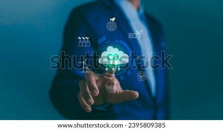 Greenhouse gas carbon reduce CO2 emissions to limit global warming and climate change, green environment energy neutral decarbonize technology recycle pollution, electric transport, offset planting. Royalty-Free Stock Photo #2395809385