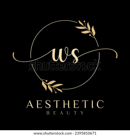 Letter WS Beauty Logo with Flourish Ornament