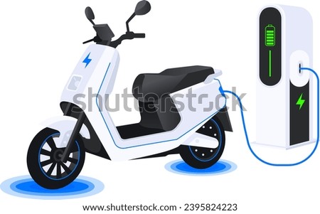 Electric Motorcycle Technology Object Illustration