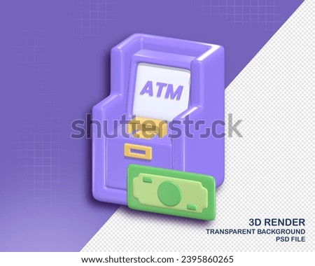 ATM icon 3D. atm, 3d, vector, money, figurine, icon, bank, blue, bawdy, business, affairs, design, engineering, technology, isolated, illustration, concept, cartoon, white, square, digital, marketing. Royalty-Free Stock Photo #2395860265