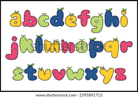 Handcrafted Fruity letters color creative art typographic design